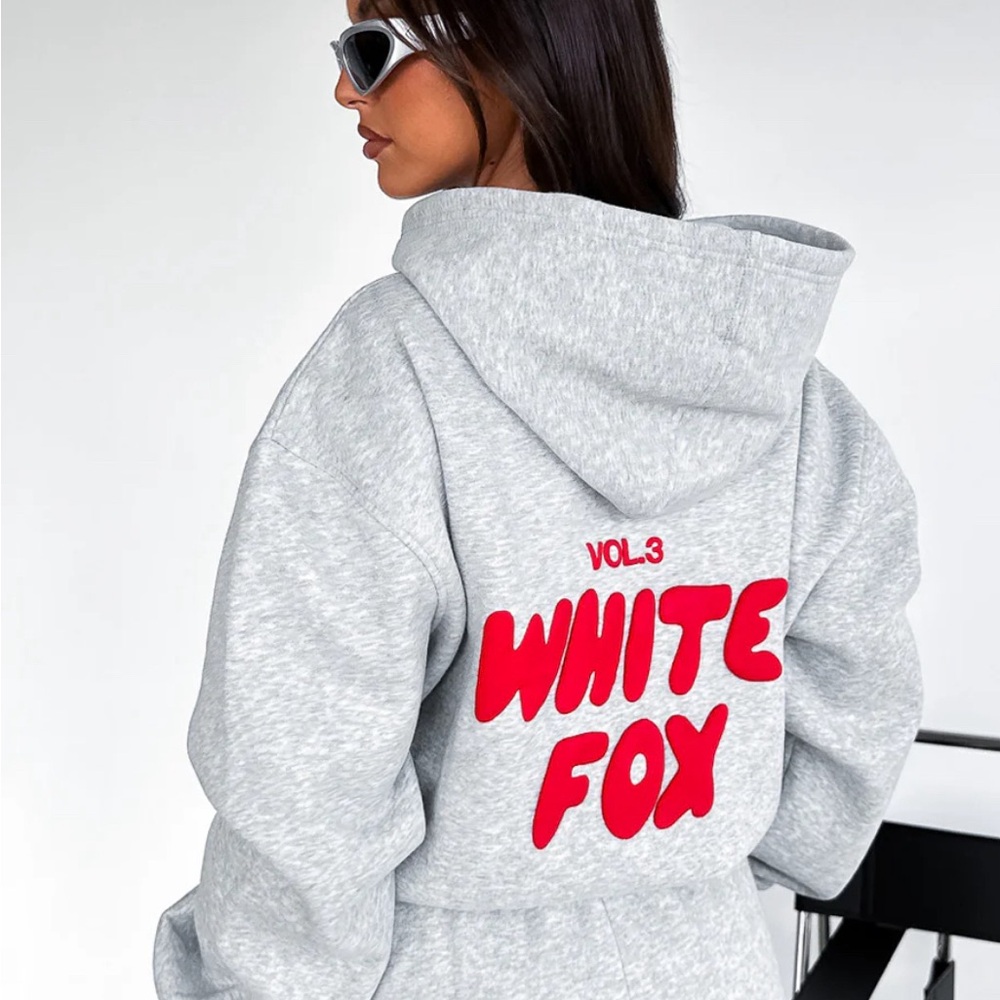 White Fox Offstage Hoodie Alloy Grey S/M small medium sweatshirt